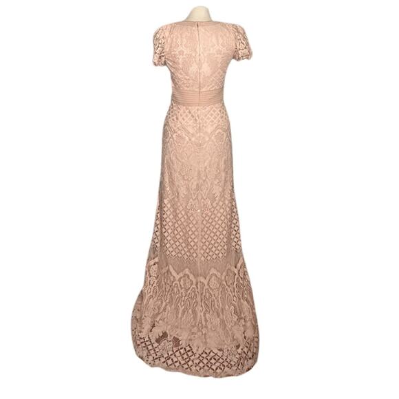 Tadashi Shoji Pink Puff Sleeve V-Neck Gown - Picture 3 of 16